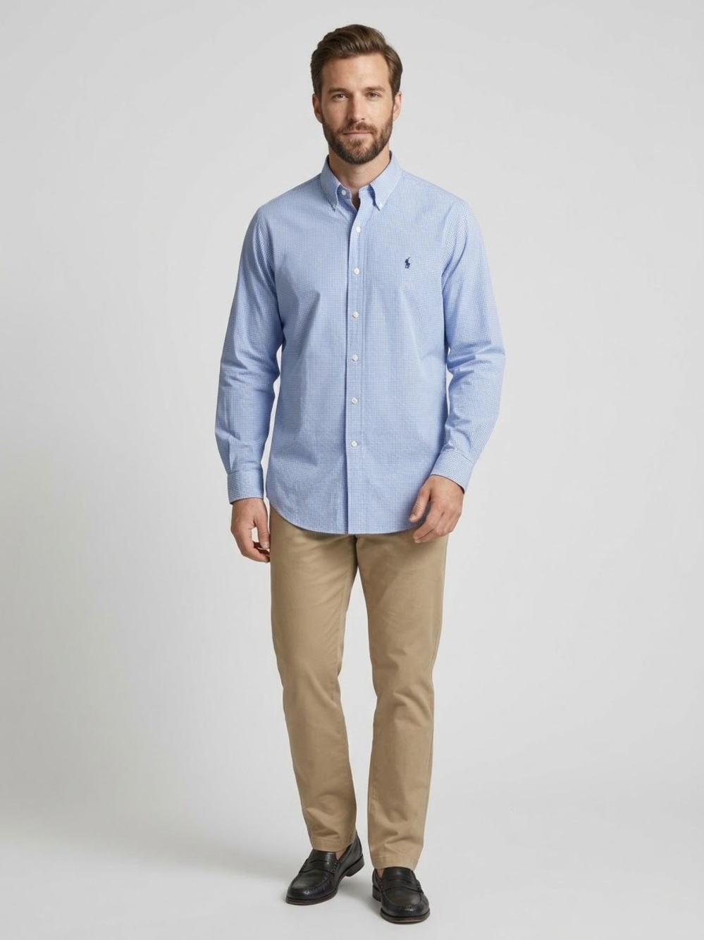 Ralph Lauren Blake Long Sleeve Button Down Shirt Two Ply Cotton Gingham